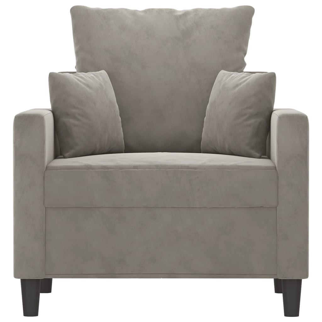 Light gray velvet armchair 60 cm