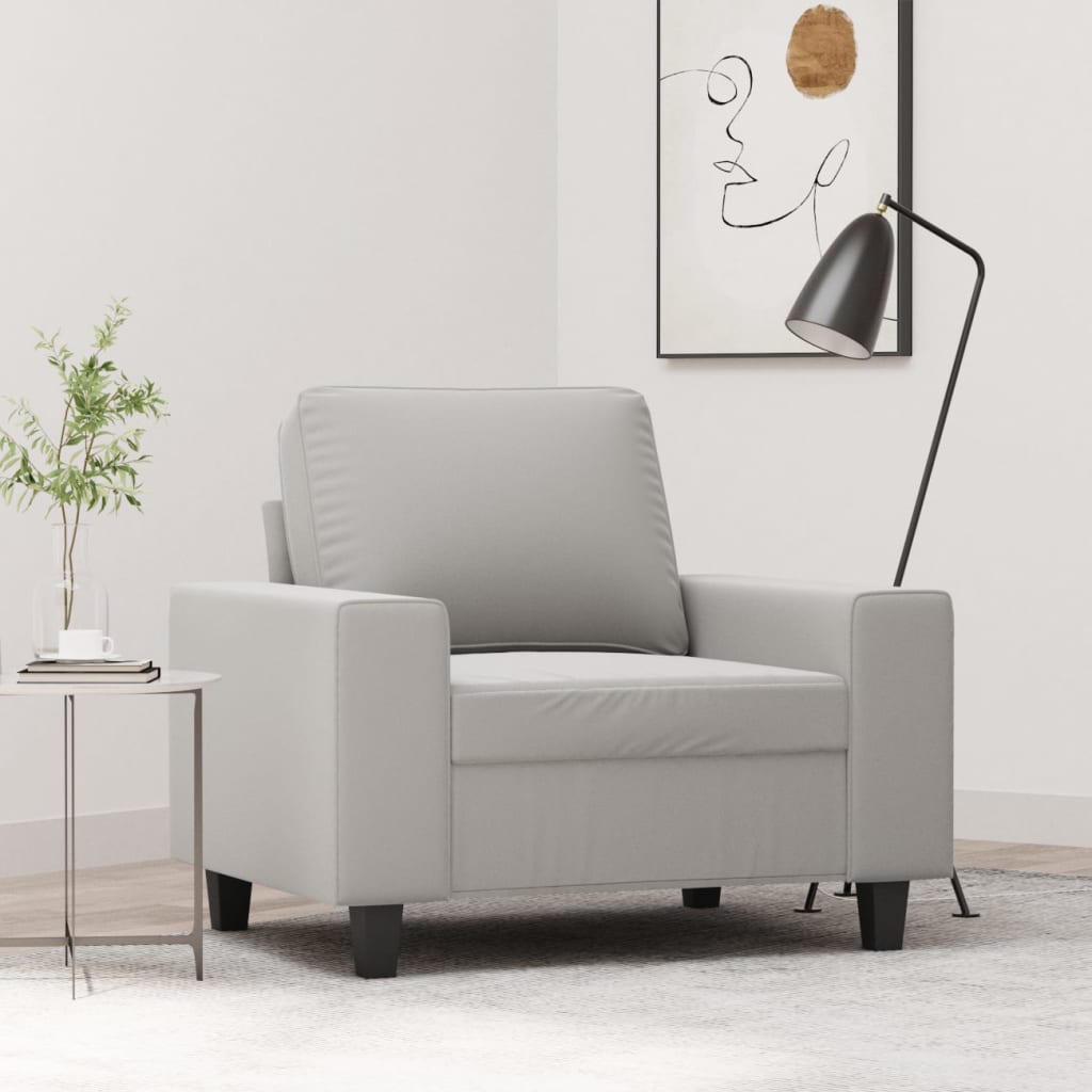 Vetonek Sillón de tela microfibra gris claro 60 cm