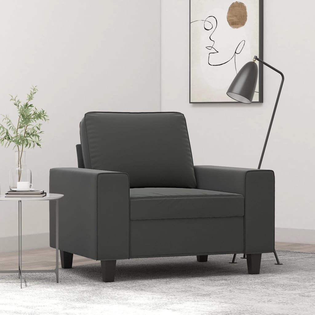 Vetonek Sillón de tela microfibra gris oscuro 60 cm