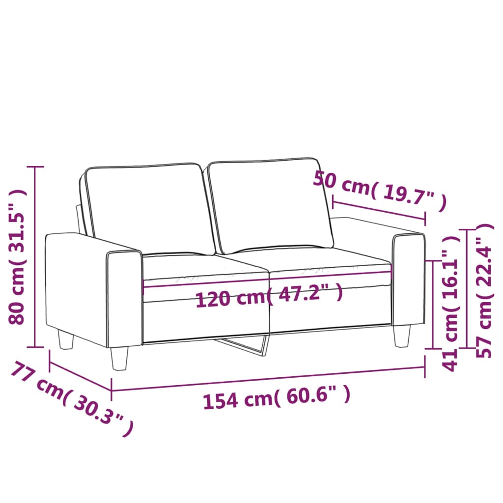 Sofá de 2 plazas de tela de microfibra gris oscuro 120 cm vidaXL