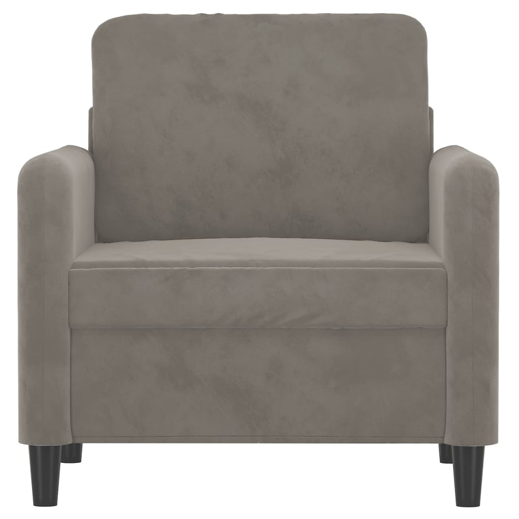 Light gray velvet armchair 60 cm