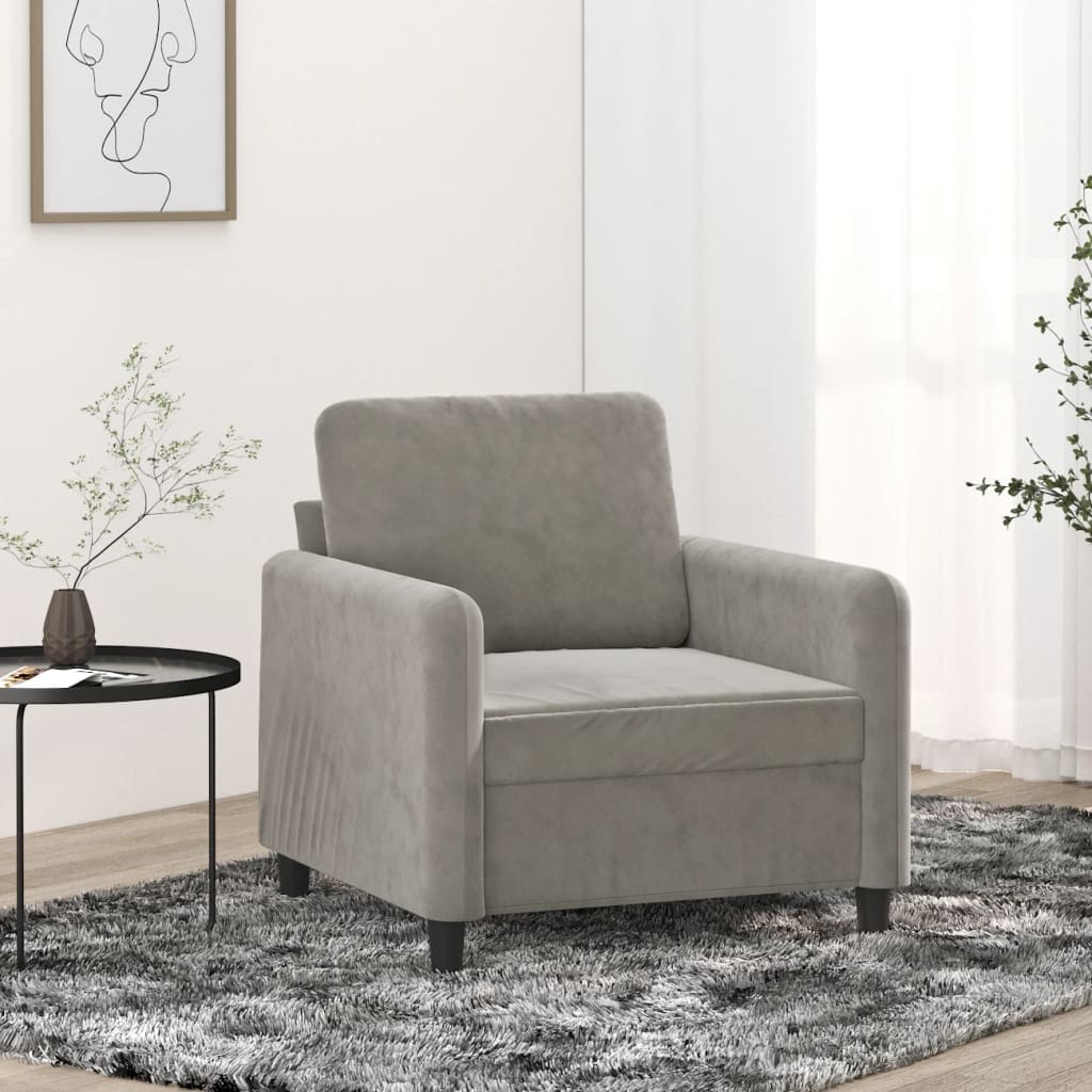 Vetonek Sillón de terciopelo gris claro 60 cm