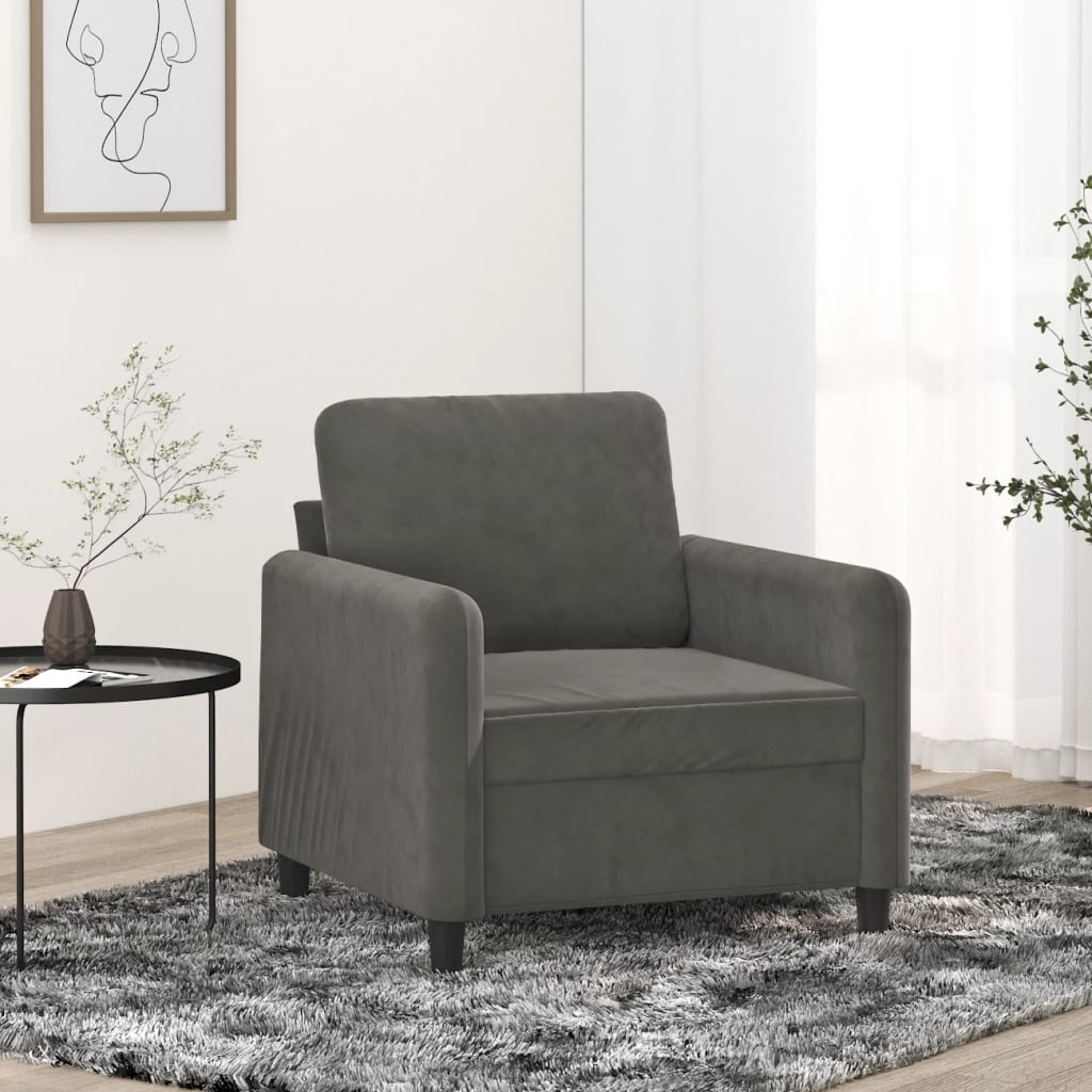 Vetonek Sillón de terciopelo gris oscuro 60 cm