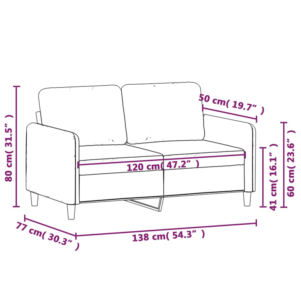 Sofá de 2 plazas de tela gris claro 120 cm vidaXL