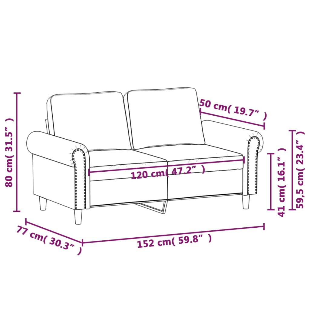 Sofá de 2 plazas de cuero sintético negro 120 cm vidaXL