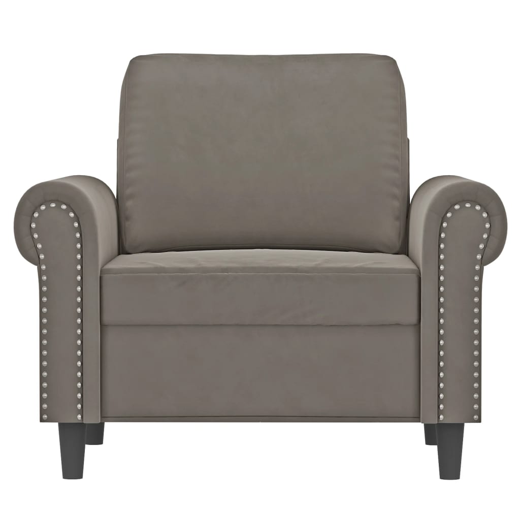 Light gray velvet armchair 60 cm