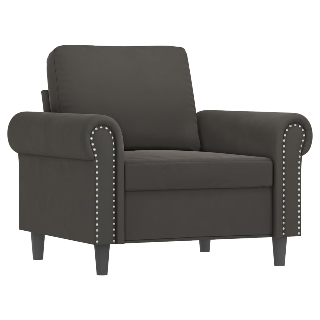 Sillón de terciopelo gris oscuro 60 cm - Vetonek