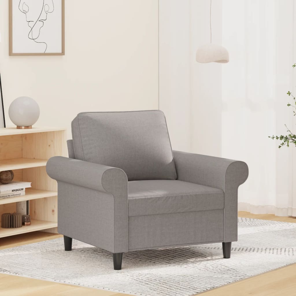 Vetonek Sillón de tela gris claro 60 cm