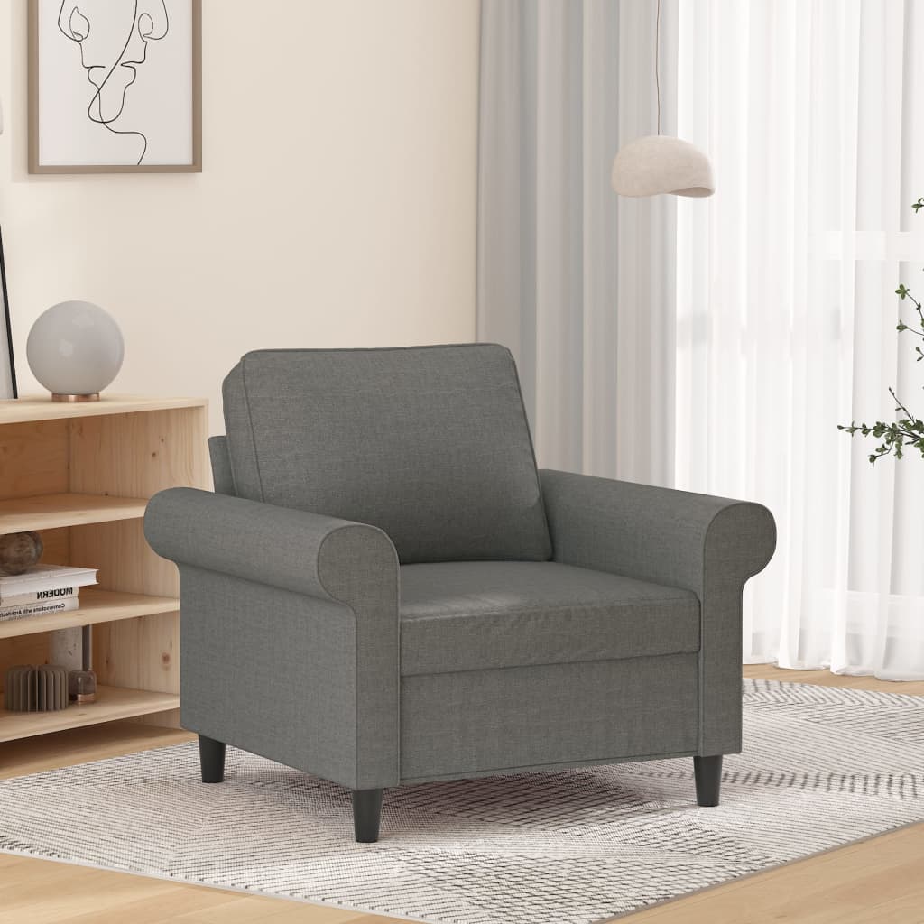 Vetonek Sillón de tela gris oscuro 60 cm