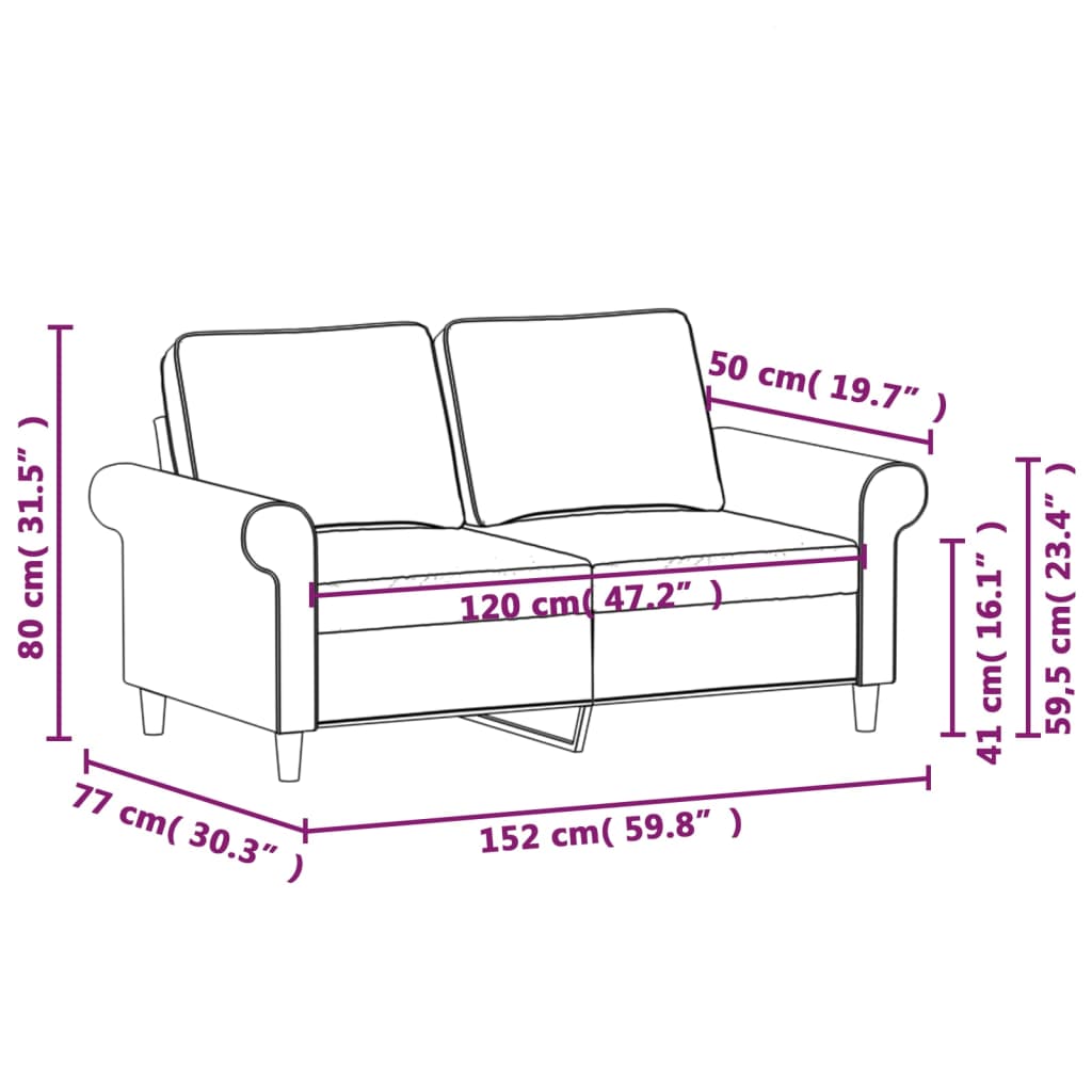 Sofá de 2 plazas de tela gris oscuro 120 cm vidaXL