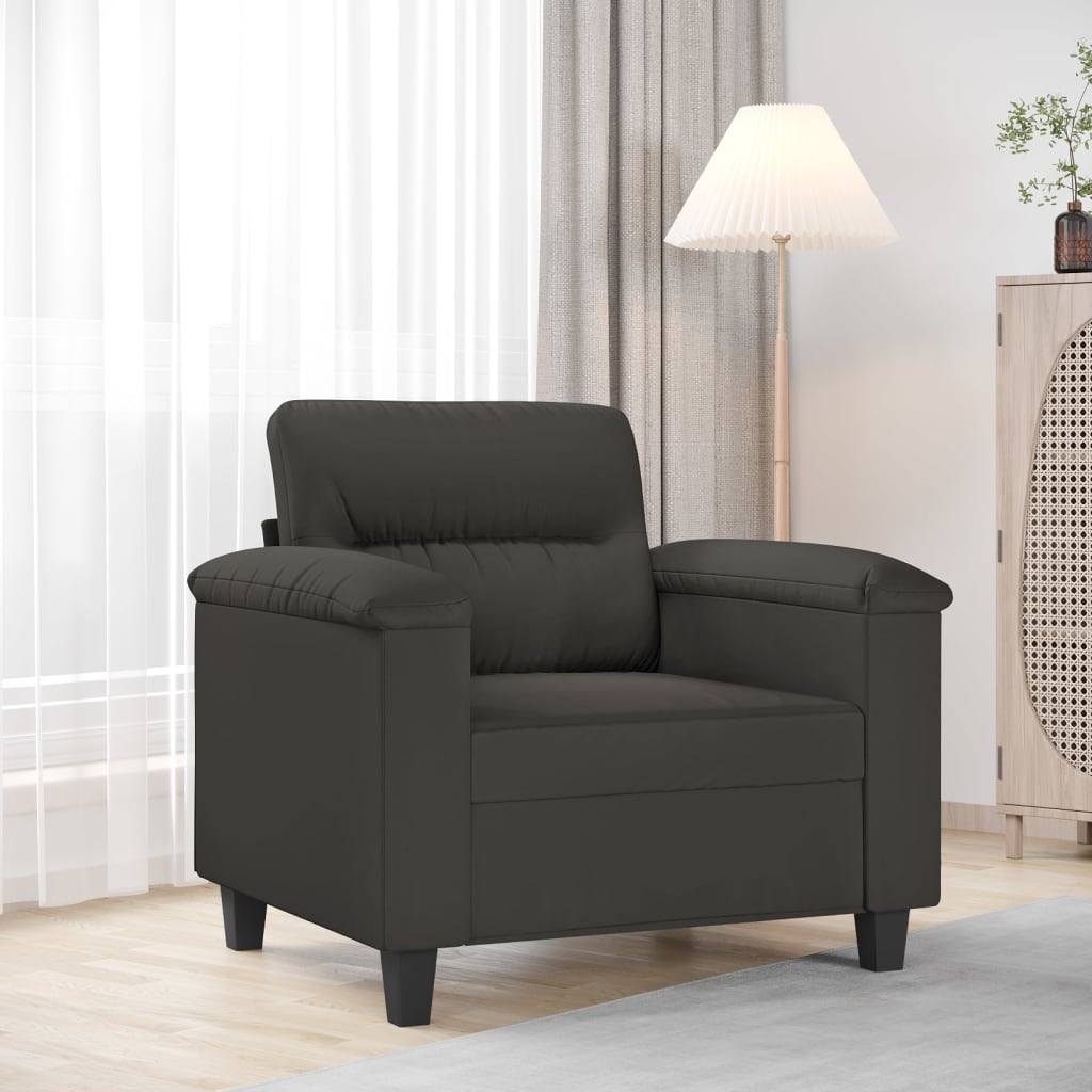 Vetonek Sillón de tela de microfibra gris oscuro 60 cm