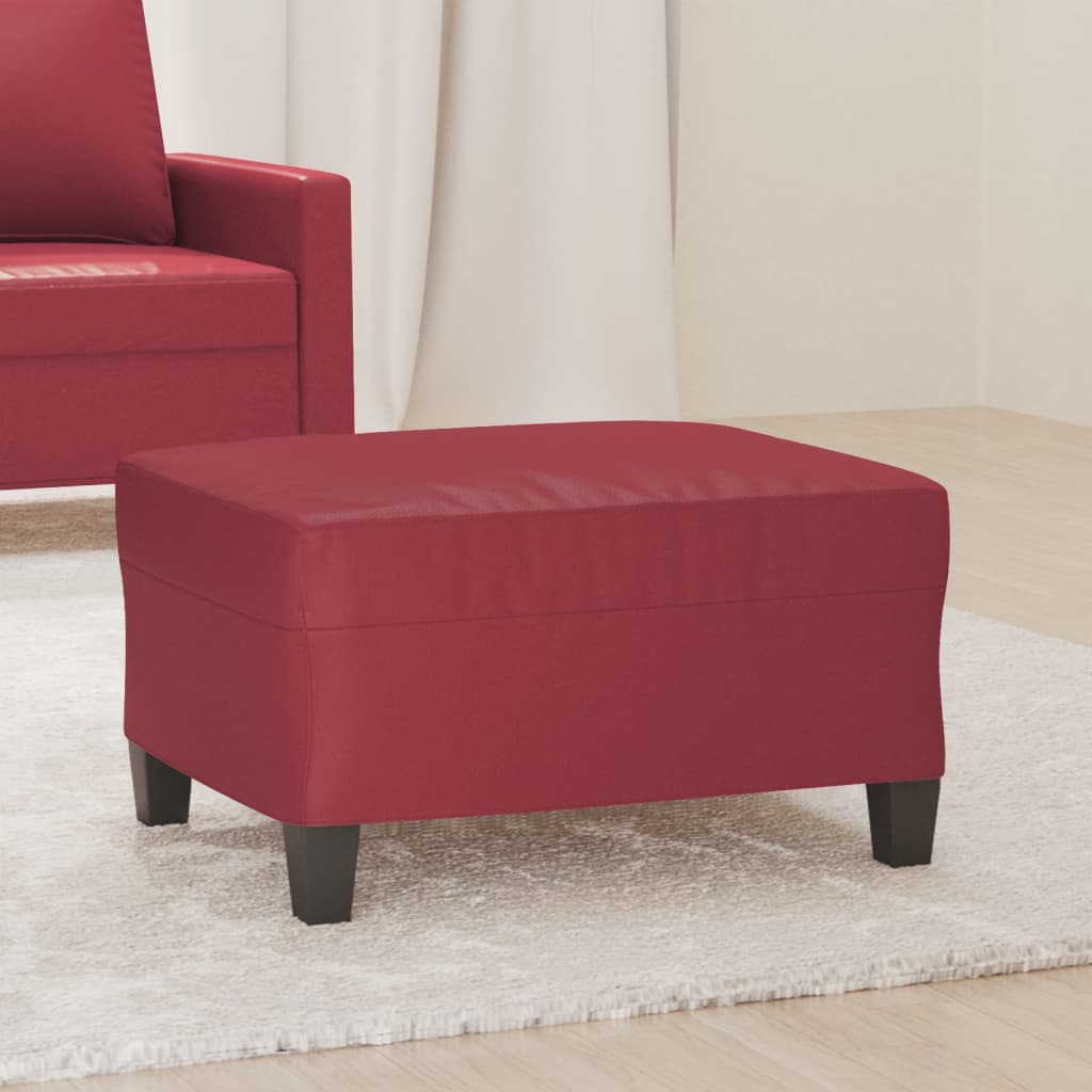 Vetonek Reposapiés de cuero sintético rojo tinto 70x55x41 cm