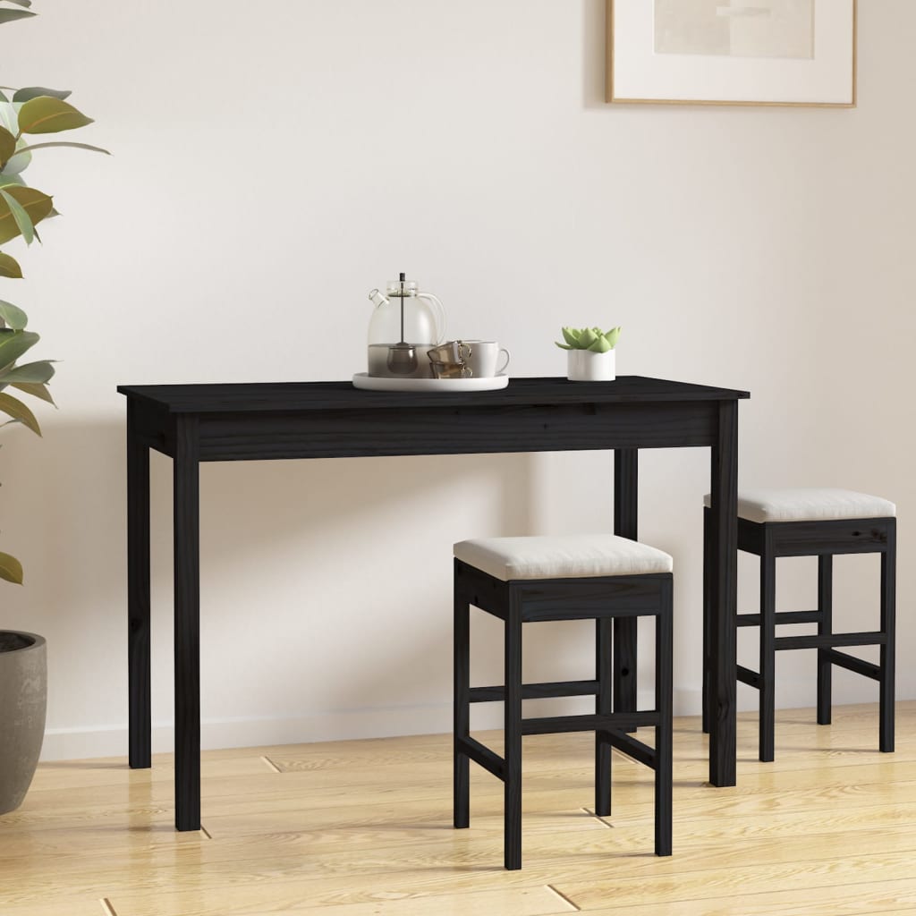 Vetonek Mesa de comedor madera maciza de pino negro 110x55x75 cm