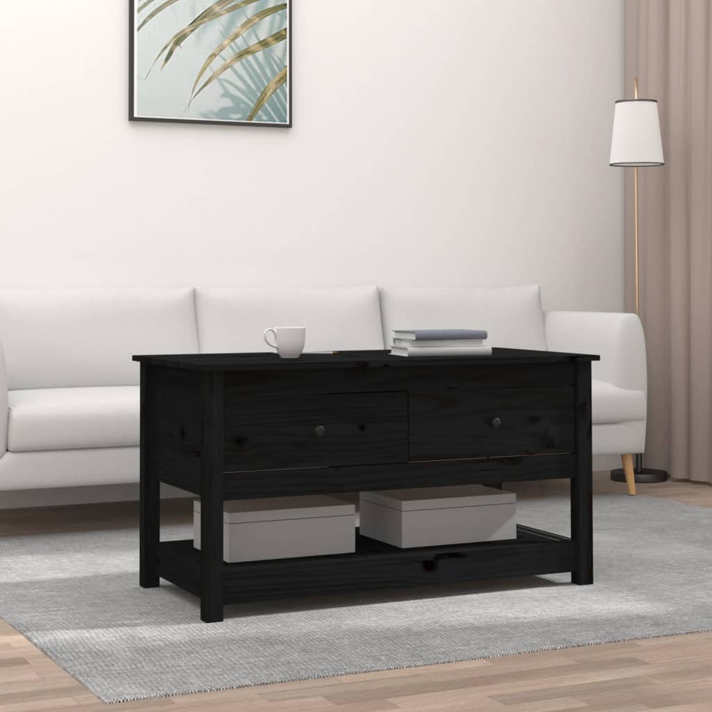 Vetonek Mesa de centro de madera maciza de pino negro 102x49x55 cm