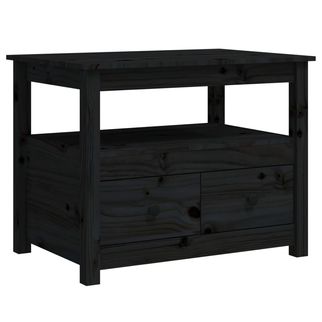 Vetonek Mesa de centro de madera maciza de pino negro 71x49x55 cm