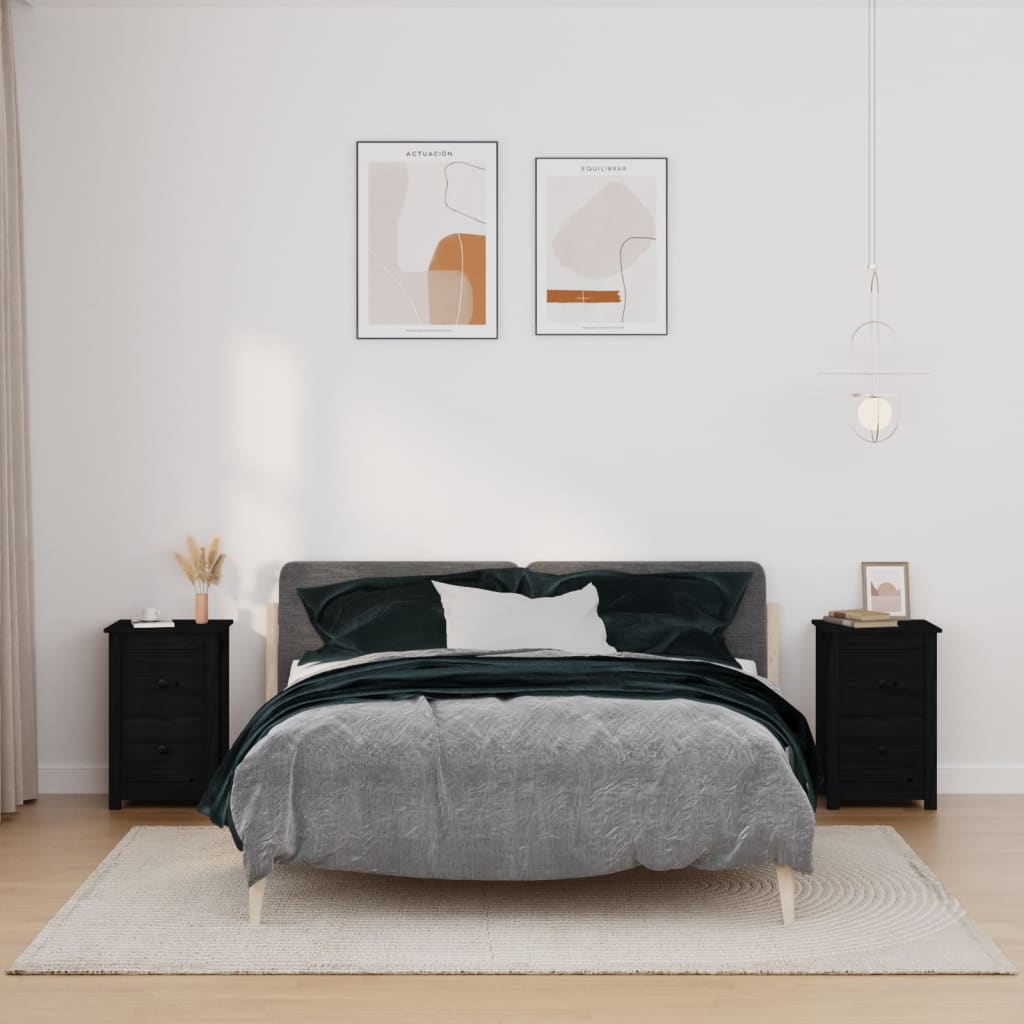 Tables de chevet 2 pcs bois de pin noir massif 40x35x61,5cm v0417 Vetonek