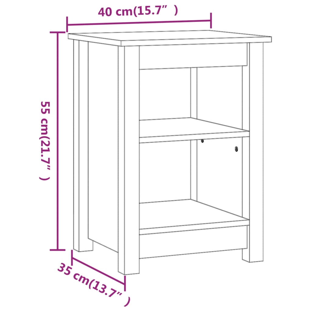 Mesitas de noche 2 uds madera de pino marrón miel 40x35x55 cm - Vetonek