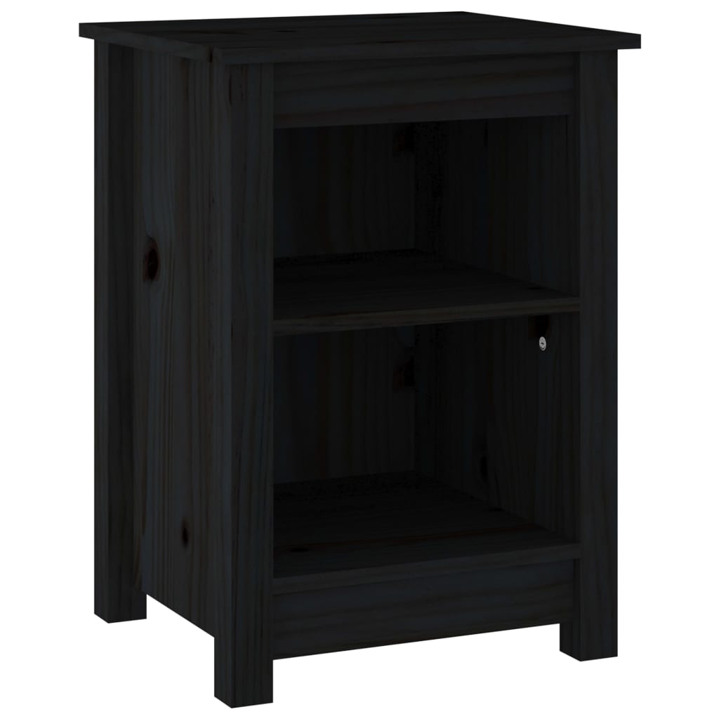 Mesitas de noche 2 uds madera maciza de pino negro 40x35x55 cm