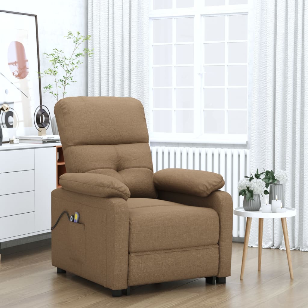 Vetonek Sillón de masaje elevable de tela marrón