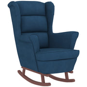 Rocking chair with wooden legs and blue velvet stool v1254 - Vetonek