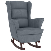 Rocking armchair with wooden legs and dark gray velvet stool v1278 - Vetonek