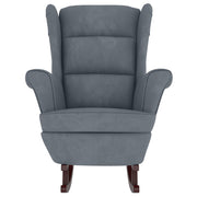 Rocking armchair with wooden legs and dark gray velvet stool v1278 - Vetonek