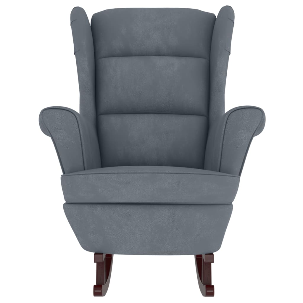 Rocking armchair with wooden legs and dark gray velvet stool v1278 - Vetonek