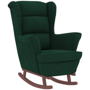 Rocking armchair with wooden legs and dark green velvet stool v1285 - Vetonek