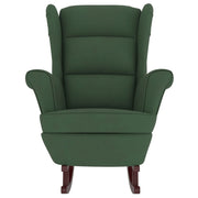 Rocking armchair with wooden legs and dark green velvet stool v1285 - Vetonek