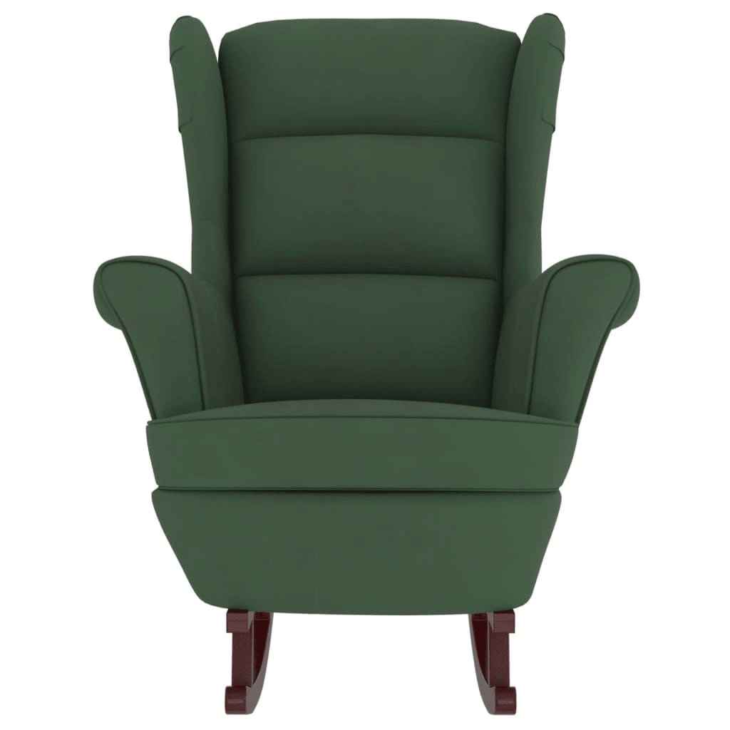 Rocking armchair with wooden legs and dark green velvet stool v1285 - Vetonek