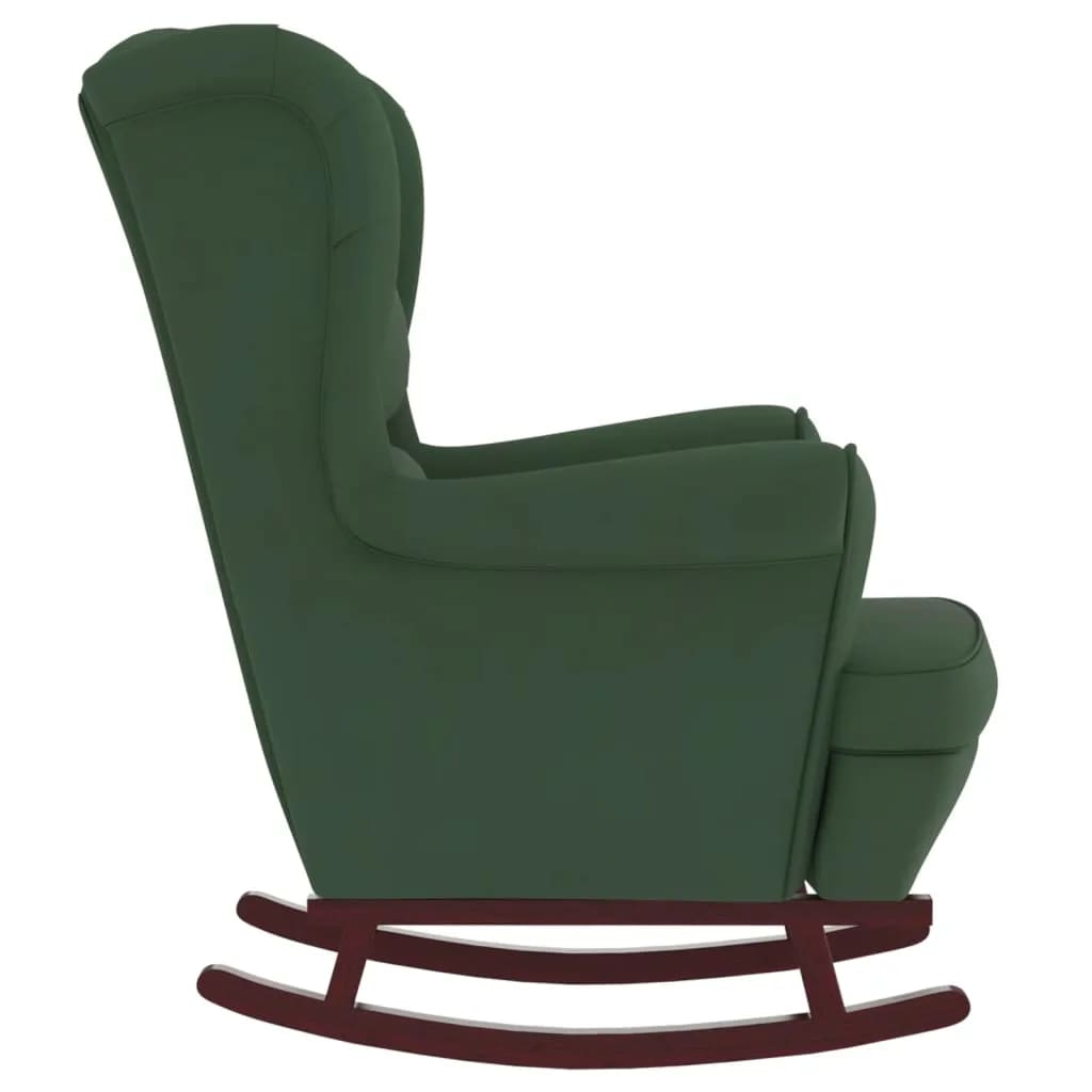 Rocking armchair with wooden legs and dark green velvet stool v1285 - Vetonek