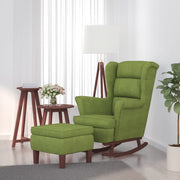 Rocking chair with wooden legs and light green velvet stool v1292 Vetonek