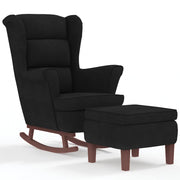 Vetonek Rocking chair with wooden legs and black velvet stool