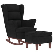 Rocking chair with wooden legs and black velvet stool v1322 - Vetonek