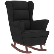 Rocking chair with wooden legs and black velvet stool v1322 - Vetonek