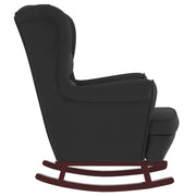 Rocking chair with wooden legs and black velvet stool v1322 - Vetonek