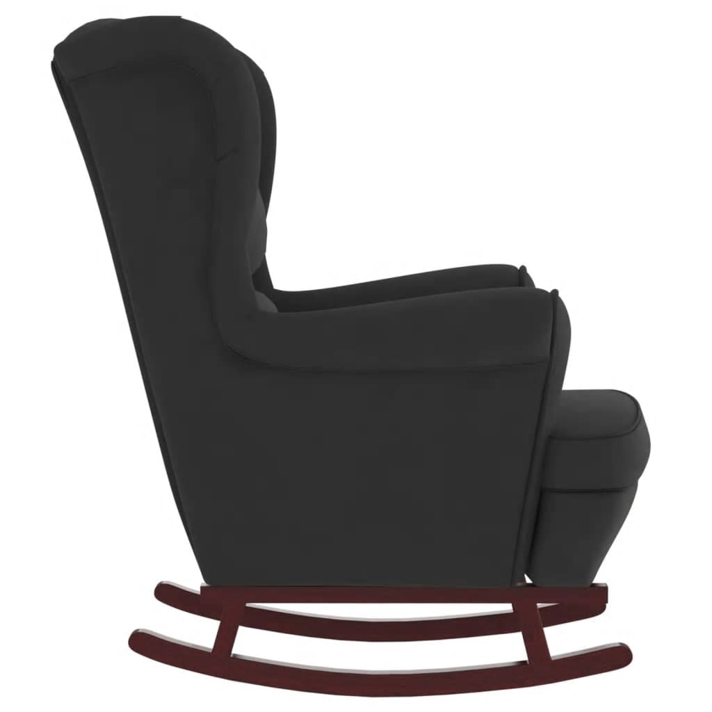 Rocking chair with wooden legs and black velvet stool v1322 - Vetonek