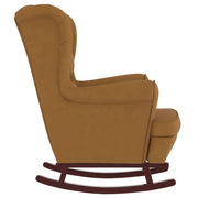 Rocking chair with wooden legs and brown velvet stool v1346 - Vetonek