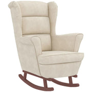 Rocking armchair with wooden legs and cream velvet stool v1353 - Vetonek