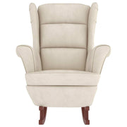 Rocking armchair with wooden legs and cream velvet stool v1353 - Vetonek