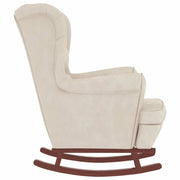 Rocking armchair with wooden legs and cream velvet stool v1353 - Vetonek