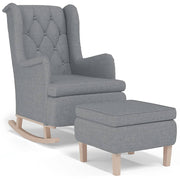 Vetonek Armchair with rocking legs and stool in light gray fabric