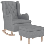 Armchair with rocking legs and light gray fabric stool - Vetonek