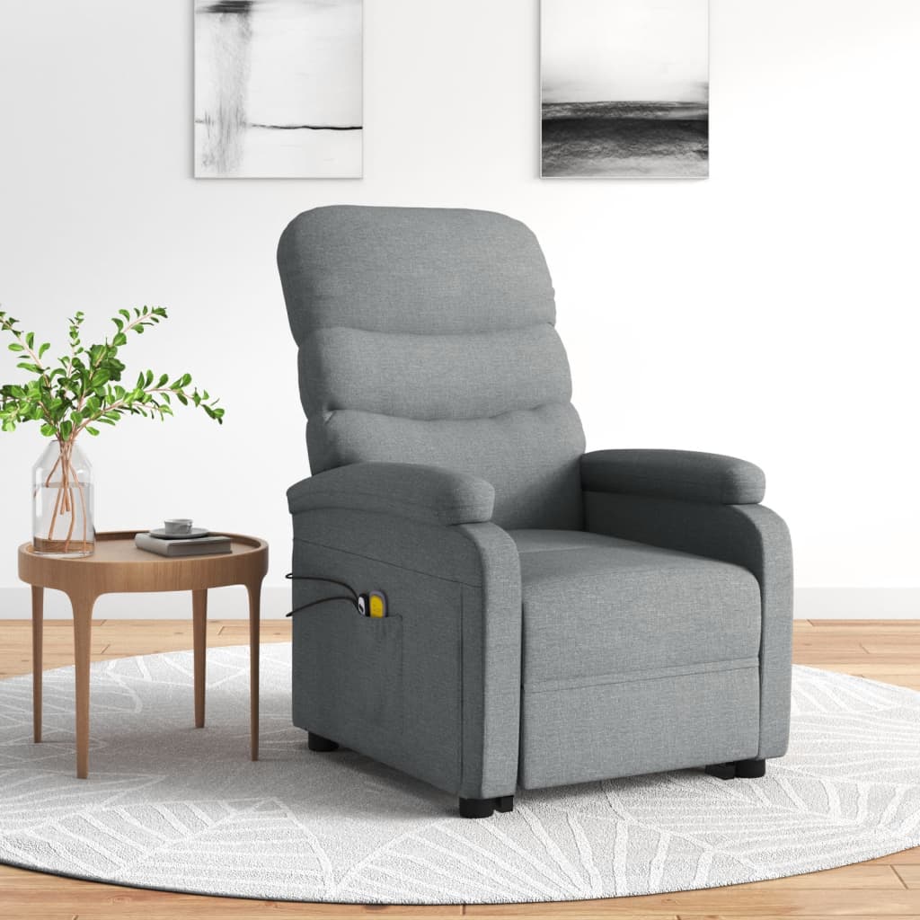 Vetonek Sillón de masaje elevable tela gris claro