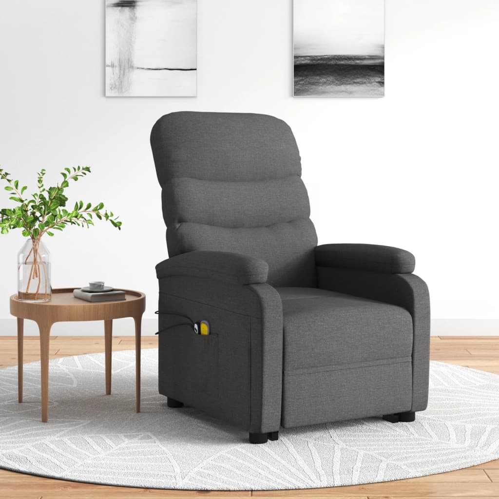 Vetonek Sillón de masaje elevable tela gris oscuro