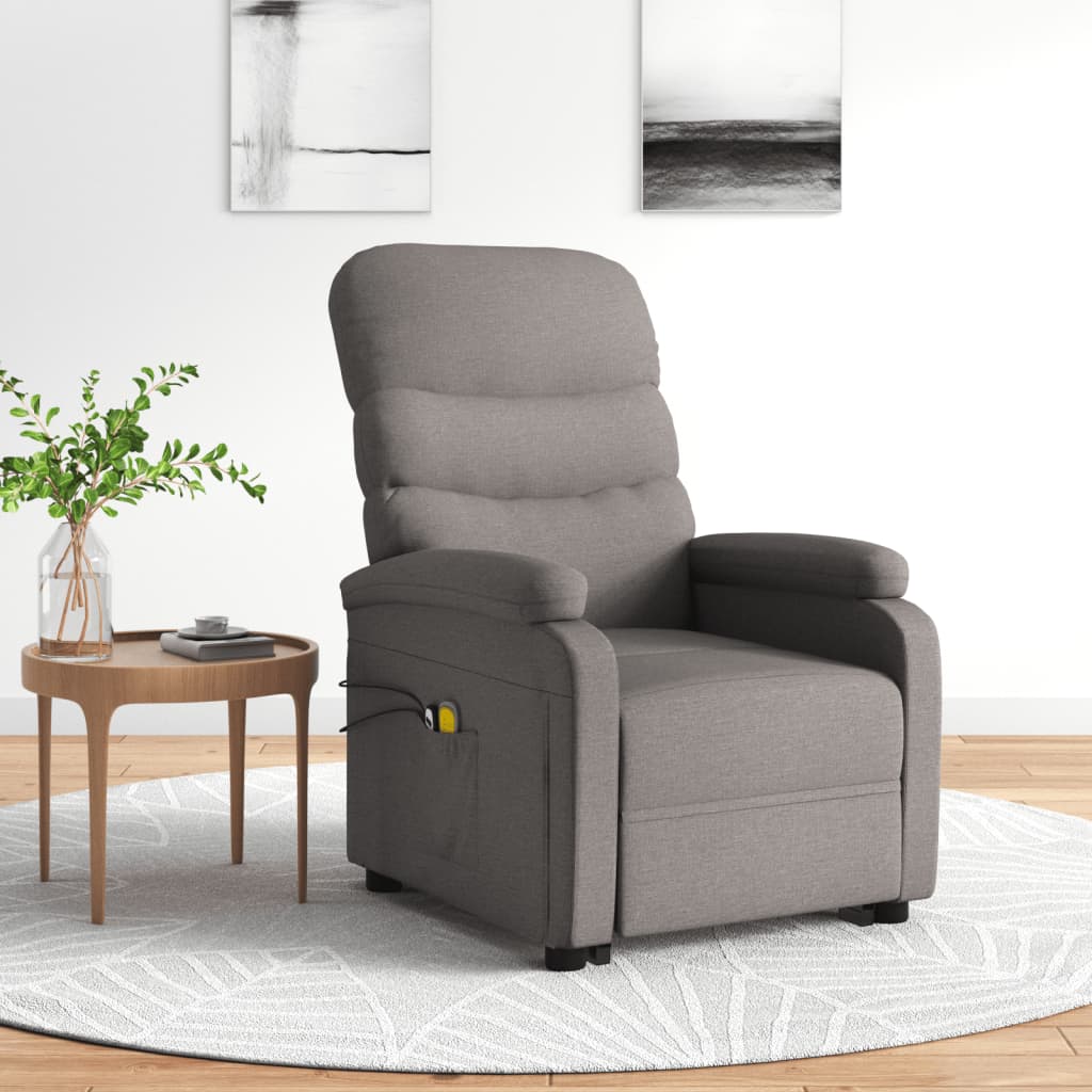 Vetonek Sillón de masaje elevable tela gris taupé