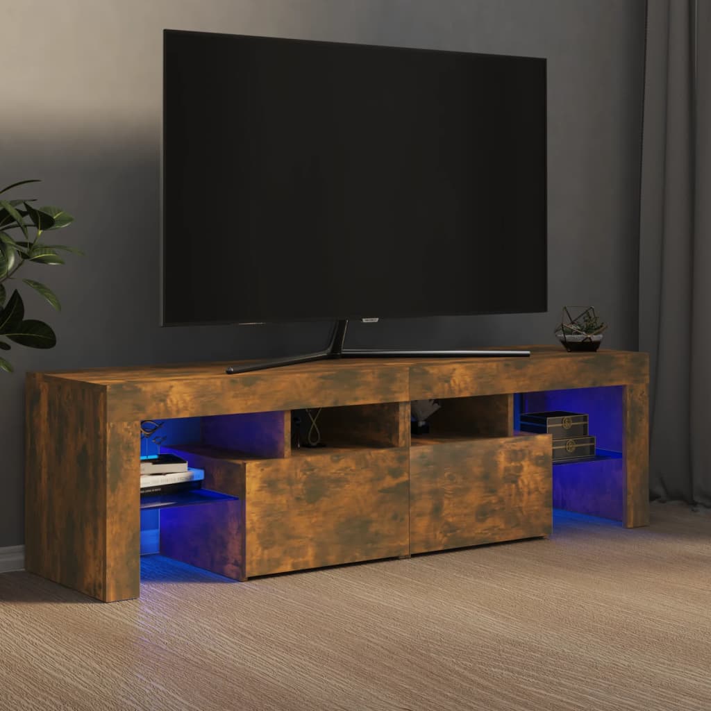 Vetonek Mueble de TV con luces LED color roble ahumado 140x36,5x40 cm