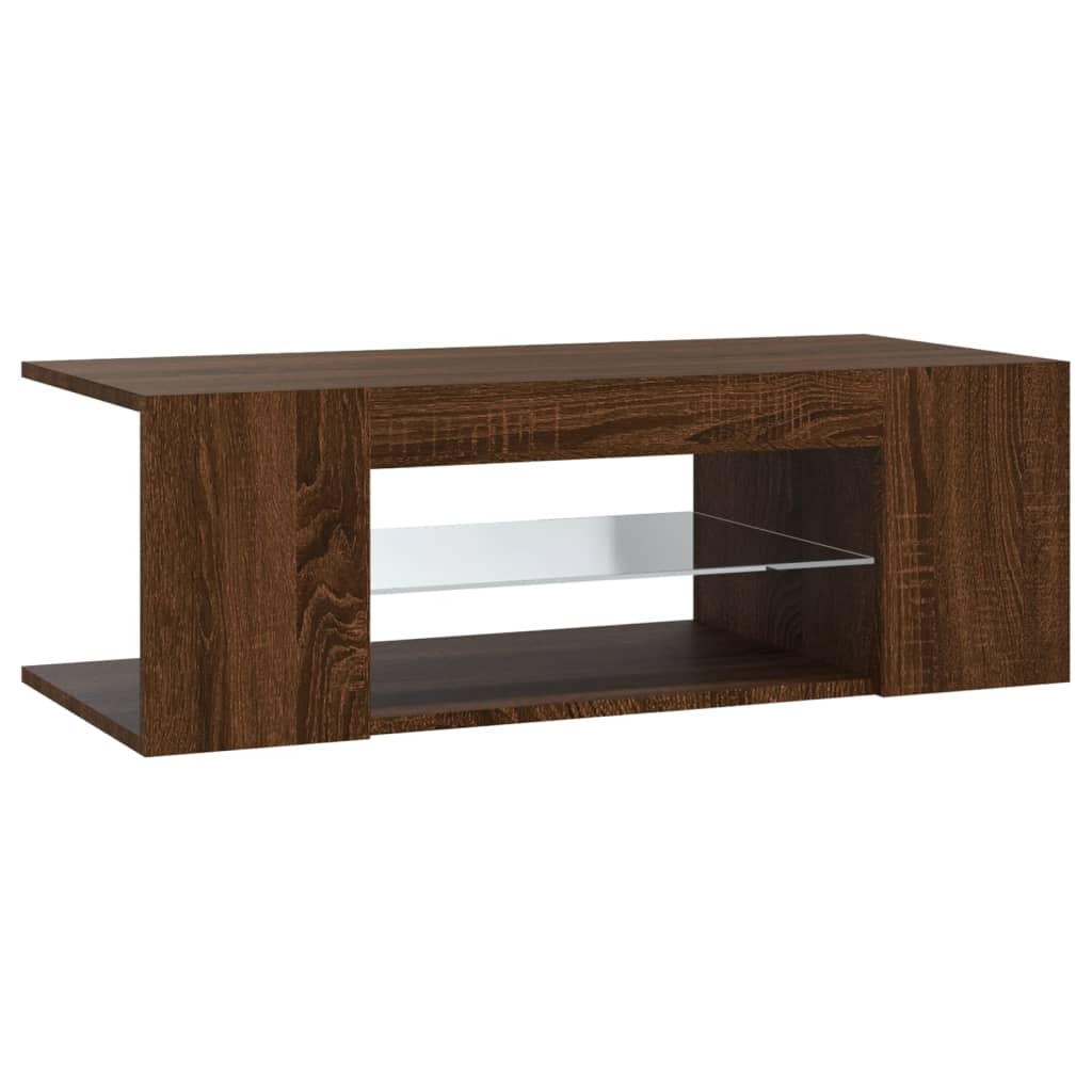 TV cabinet with LED lights color oak brown 90x39x30 cm