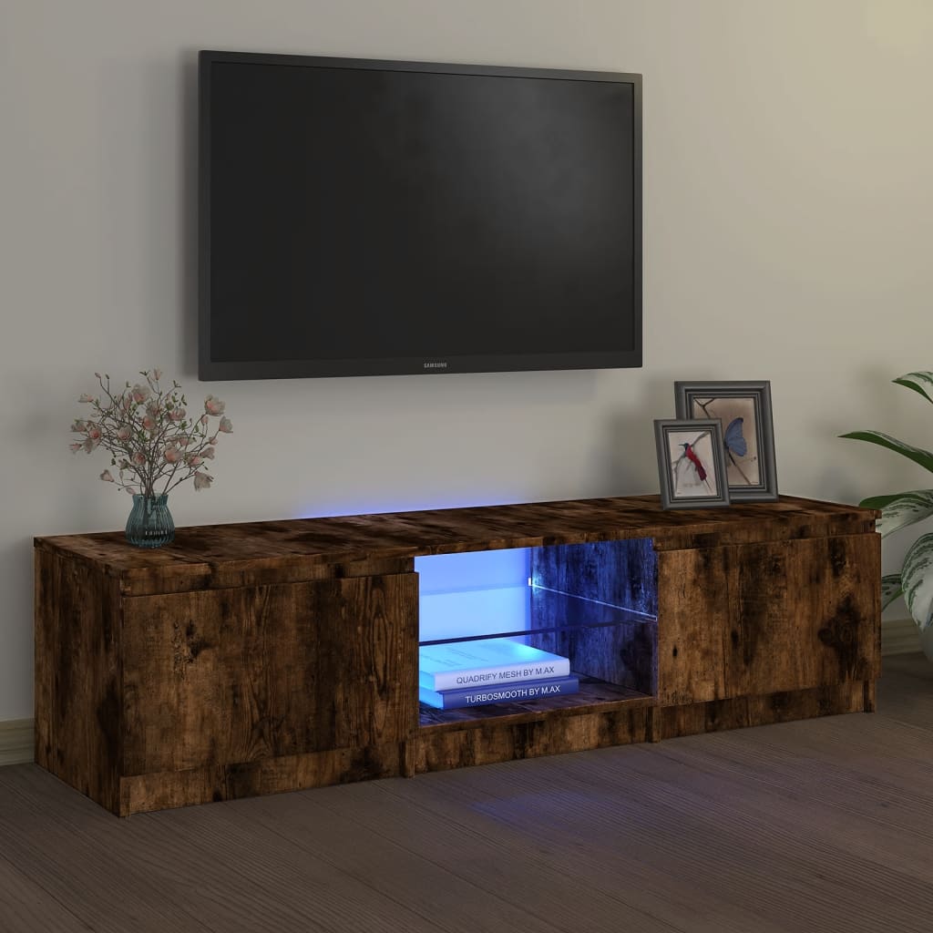 Vetonek Mueble de TV con luces LED roble ahumado 140x40x35,5 cm