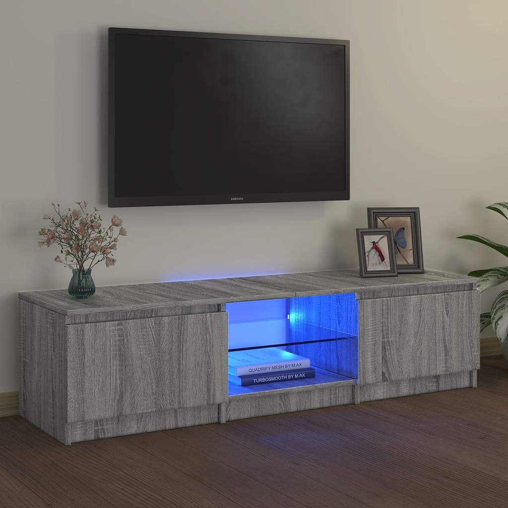 Vetonek Mueble para TV con luces LED gris Sonoma 140x40x35,5 cm